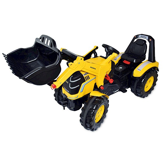 X-Trac Premium pedal tractor with wide "whisper tires" and front loader